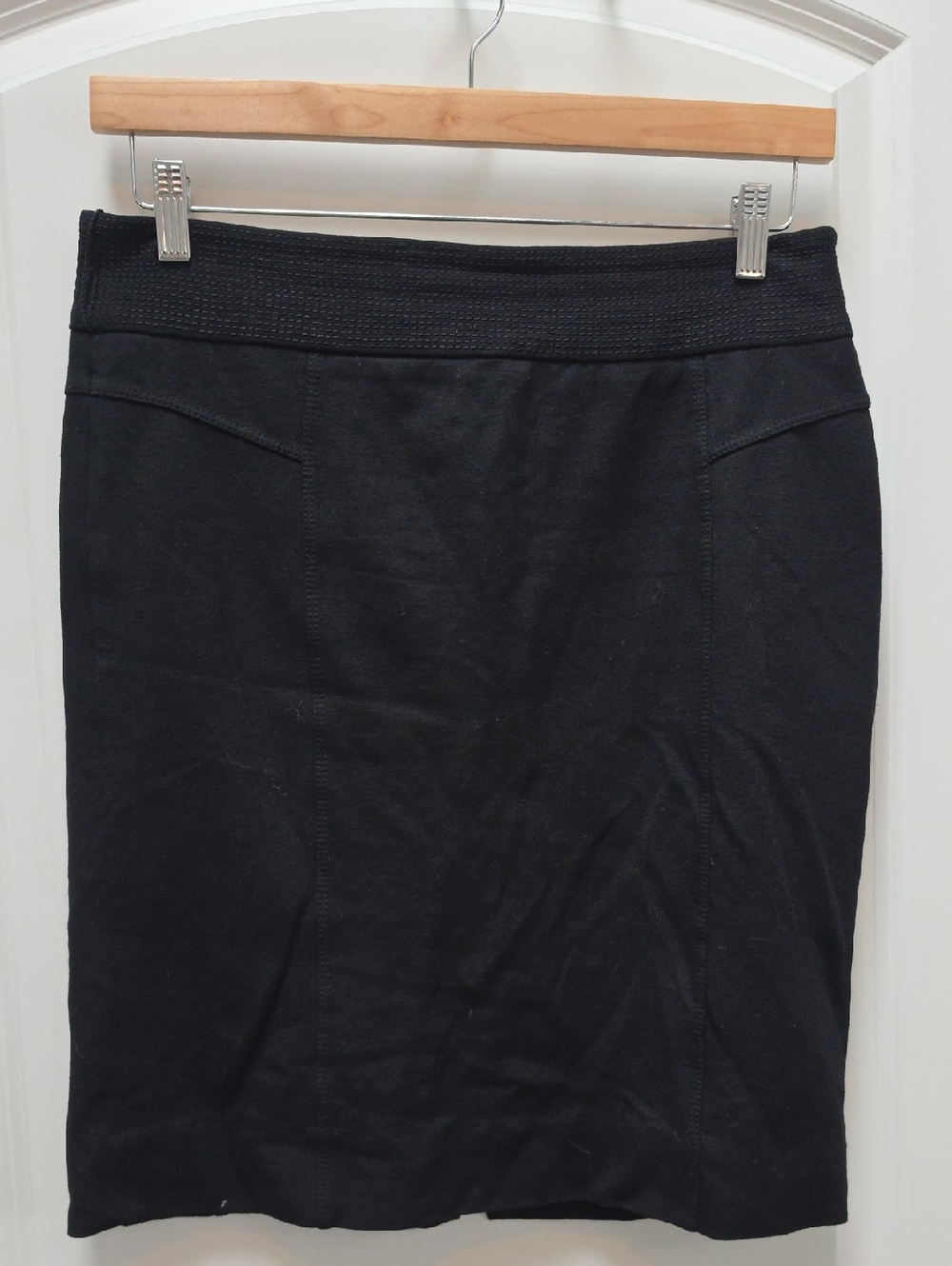 White House Black Market Black Pencil Skirt with Textured Waistband